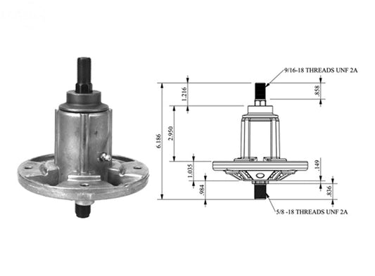 Rotary 12495 Spindle Assembly replaces John Deere GY21099