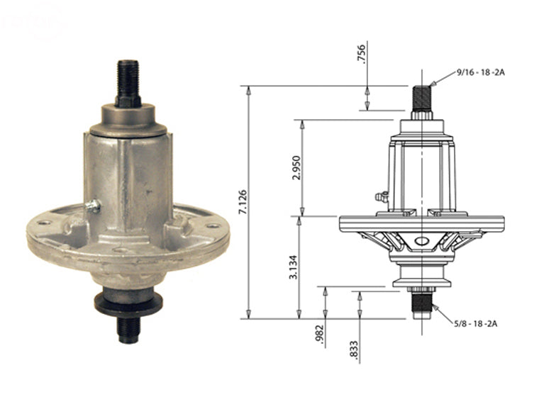 Rotary 12910 Spindle Assembly replaces John Deere GY21098