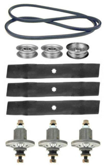 John Deere D140 100 Series 48" Mower Deck Parts Kit Spindles Blades Belt Idlers